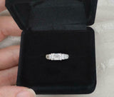 2.3ct Emerald Cut Diamond Solitaire Step Baguette Accent Ring 14k WhiteGold Over