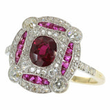 4Ct Round Pink Ruby Diamond Estate Vintage Art Deco Ring 14K Yellow Gold Finish