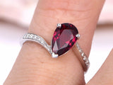 1ct Pear Cut Pink Ruby Solitaire Promise Engagement Ring 14k White Gold Finish