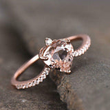 1.5ct Heart Cut Peach Morganite Solitaire Engagement Ring 14k Rose Gold Finish