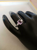 2ct Engagement Ring Emerald Cut Pink Sapphire Three Stone 14k White Gold Finish