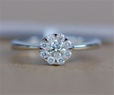 1.2ct Round Cut Diamond Engagement Ring 14k White Gold Finish Flower Petal Women