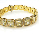 20Ct Radiant Yellow Sapphire Gatsby Halo Tennis Bracelet 14K Yellow Gold Finish