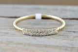 1ct Round Cut Diamond Wedding Band 14k Yellow Gold Finish Ball Shank Dual Row