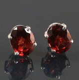 2.4ct Stud Earrings Oval Cut Red Garnet Solitaire Women 14k White Gold Finish