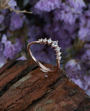 0.5ct Round Cut VVS1D Diamond Engagement Ring 14k Rose Gold Finish Curved Shape