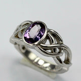 2ct Oval Purple Amethyst Engagement Ring Celtic Double Knot 14k White Gold Over