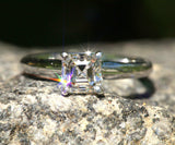 Solitaire Engagement Ring 1.2ct Princess Cut VVS1D Diamond 14k White Gold Finish