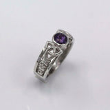 0.5ct Round Cut Purple Amethyst Celtic Trinity Knot Ring 14k White Gold Finish