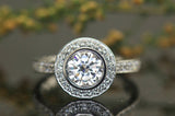 1.5ct Round Cut VVS1D Diamond Engagement Ring 14k White Gold Over Halo Solitaire