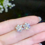 2.07ct Round Cut Moissanite Floral Stud Earrings For Women 14k White Gold Plated