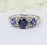 4Ct Round Cut Blue Sapphire Diamond Halo Engagement Ring 18K White Gold Finish