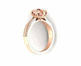 2ct Round Peach Morganite Solitaire 2 Row Band Engagement Ring 14k RoseGold Over