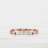 Dainty Stackable Wedding Band 0.75ct Marquise Cut Diamond 14k Rose Gold Finish