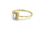 Halo Solitaire Engagement Ring 1.2ct Baguette Cut Diamond 14k Yellow Gold Finish