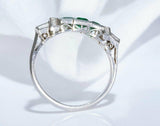 2.6ct Green Emerald Cut Engagement Ring Trilogy 14k White Gold Finish