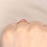 1ct Baguette Cut Pink Ruby Engagement Ring Petite Minimalist 14k RoseGold Finish