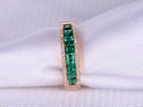 2.2ct Princess Cut Green Emerald Wedding Band Half Eternity 14k Rose Gold Finish