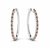 0.5ct Round Cut Orange Diamond Inside Out Hoop Earring 14k White Gold Finish New