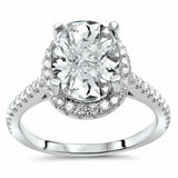 5Ct Oval Cut Diamond Bridal Set Band Halo Engagement Ring 14K White Gold Finish