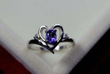 1ct Engagement Ring Oval Cut Tanzanite Bypass Style Heart 14k White Gold Finish