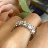 2ct Princess Simulated Diamond Iced Full Eternity Wed Band 14k White Gold Plated