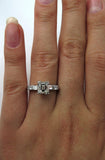 3Ct Emerald Cut Diamond Unique Stylish Engagement Ring 14K White Gold Finish