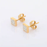 1.55ct Princess Cut Diamond Square Cluster Stud Earrings 14k Yellow Gold Finish