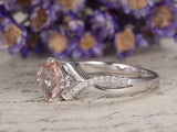 2ct Cushion Cut Peach Morganite Engagement Ring 14k WhiteGold Finish Split Shank