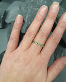 1ct Wedding Band Round Cut Green Peridot Half Eternity 14k White Gold Finish