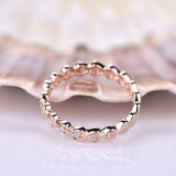 Heart Shaped Design Wedding Ring Band 1ct Round Cut Diamond 14k Rose Gold Finish