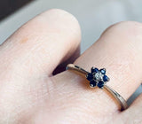 1ct Engagement Ring Round Cut Blue Sapphire Minimalist 14k White Gold Finish