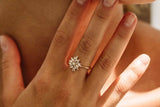 3ct Engagement Ring Baguette Cut Diamond Floral Sunburst 14k Yellow Gold Finish