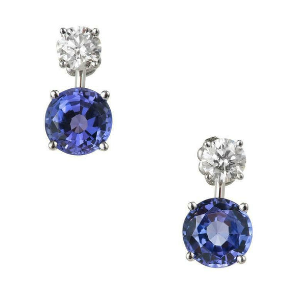 1.2ct Round Cut Blue Tanzanite Solitaire Dangle Earrings 14k White Gold Finish