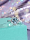 1.3ct Cushion Cut Blue Aquamarine Engagement Ring 14k White Gold Finish Art Deco