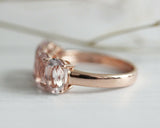 3Ct Oval Cut Peach Morganite Four Stone Engagement Ring 14K Rose Gold Finish