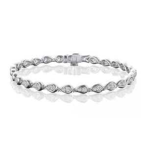 6ct Round Cut Diamond Leaf Design Women Tennis Bracelet 14k White Gold Finish