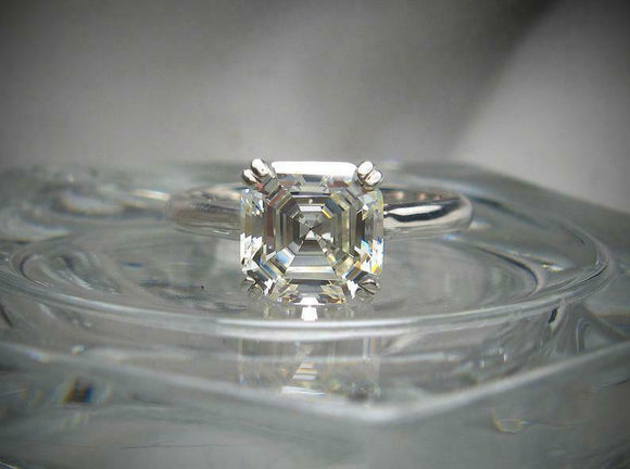 Double Prong Solitaire Engagement Ring 2.5ct Asscher Diamond 14k White Gold Over