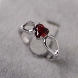 1ct Engagement Ring Heart Cut Red Garnet Split Shank 14k White Gold Finish