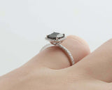 1.5ct Cushion Cut Diamond Engagement Ring Round Accent Halo 14k WhiteGold Finish