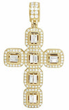 2ct Baguette Cut Diamond Square Block Halo Pendant 14k Yellow Gold Over NO CHAIN