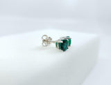 0.5ct Stud Earrings Round Cut Green Emerald Solitaire Design 14k White Gold Over