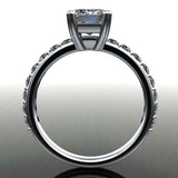 Accents Solitaire Engagement Ring 1.75ct Emerald Cut Diamond 14k White Gold Over