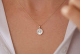 1.5ct Diamond Pendant with Chain Round Cut Disc Channel Set 14k Yellow Gold Over