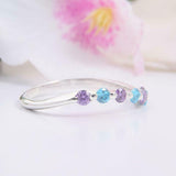 1ct Round Alternate Purple Amethyst Blue Topaz Wedding Band 14k White Gold Over