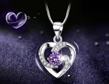 1ct Round Cut Purple Amethyst Pendant Heart Shape 18k White Gold Finish NO CHAIN