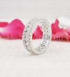 2ct Round Cut Moissanite Pave Full Eternity Wedding Band 14k White Gold Plated