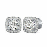 Halo Women Stud Earrings 1.7ct Round Cut VVS1D Diamond 14k White Gold Finish