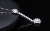 1.4ct Round Cut  Diamond Wedding Party Pendant Chain Long 14k White Gold Finish