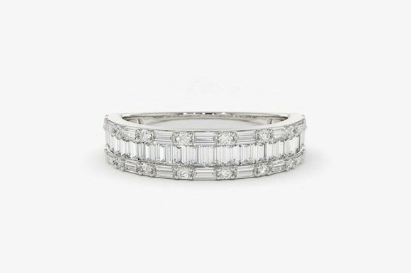 2.5ct Wedding Band Baguette Cut Diamond Channel Set Cluster 14k White Gold Over